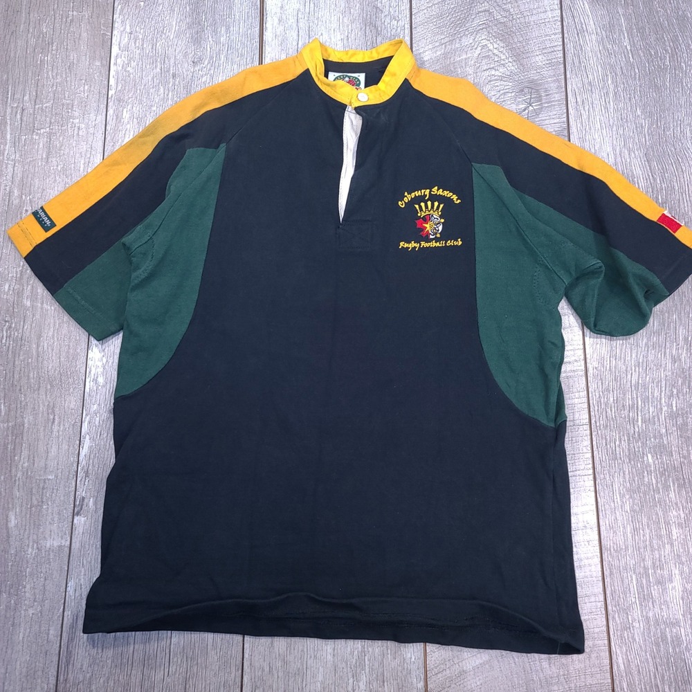 Barbarian Rugby Shirt Mens Large Black Cobourg Saxons Short Sleeve Jersey #7